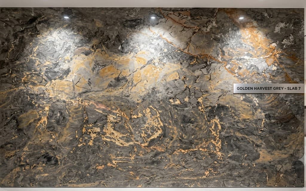 Golden Harvest Grey slab by Kristone Global LLP