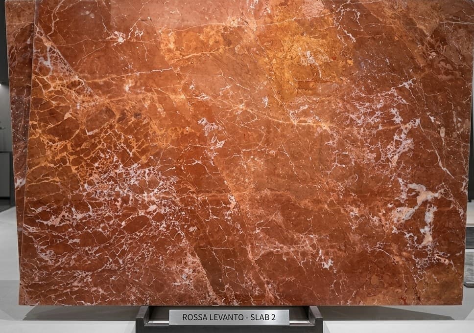 Rossa Levanto marble slab with terracotta and white veining — Kristone Global LLP